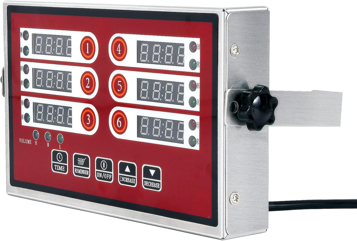 6 Channel Commercial Kitchen Timer Digital Stainless Steel Timer