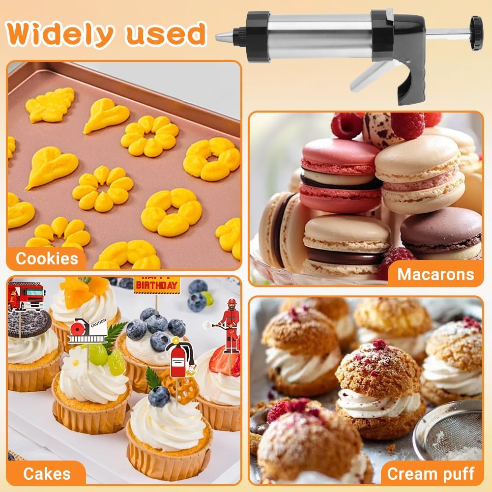 Cookie Press Gun Kit Stainless Steel Spritz Cookie Press Kit