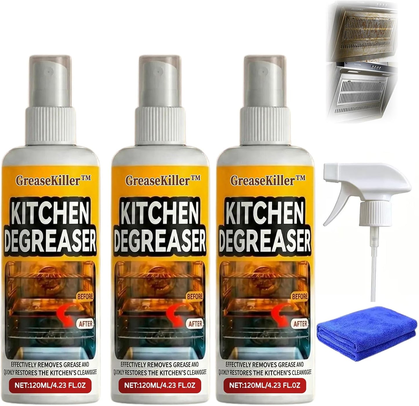 FKMEE GreaseKiller BBQ Grill Cleaner Spray, Heavy Duty Degreaser (1) | Fast-acting grease removal, suitable for grills and smokers, easy spray application, outdoor use