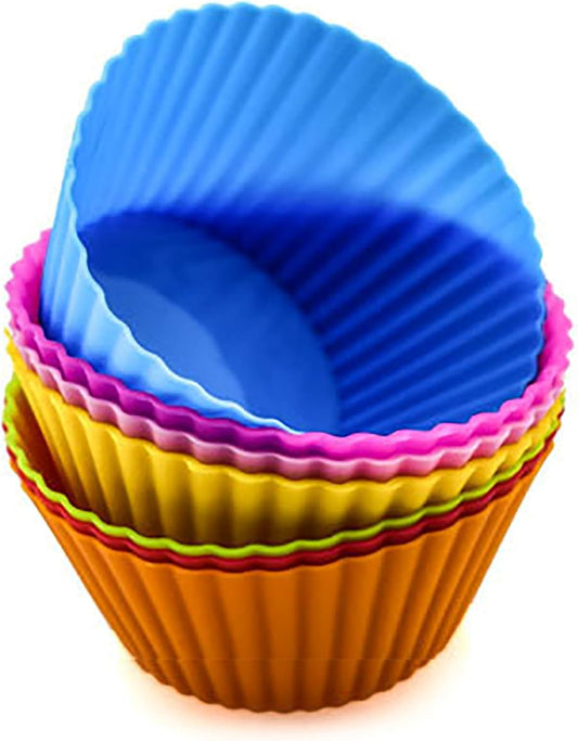 12 Pack Silicone Baking Cups Reusable Muffin Liners Non-Stick Cup Cake Molds Set Cupcake Liner Standard Size Silicone Cupcake Holder Silicon Cups for Baking