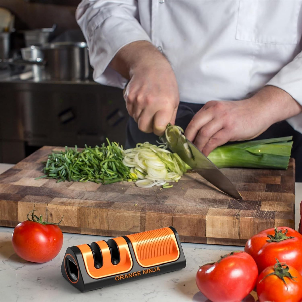 Orange Ninja Mini Knife Sharpener - Coarse & Fine Small Knife Sharpener