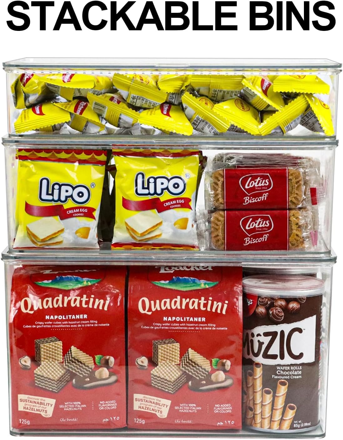 ZEXALOR Clear Plastic Storage Bin with Lid, Makeuo Holder, Fridge Organizer, Refrigerator Organizers and Storage, Small Container for Pantry, Office, Dresser, Bathroom, Kitchen, Snack