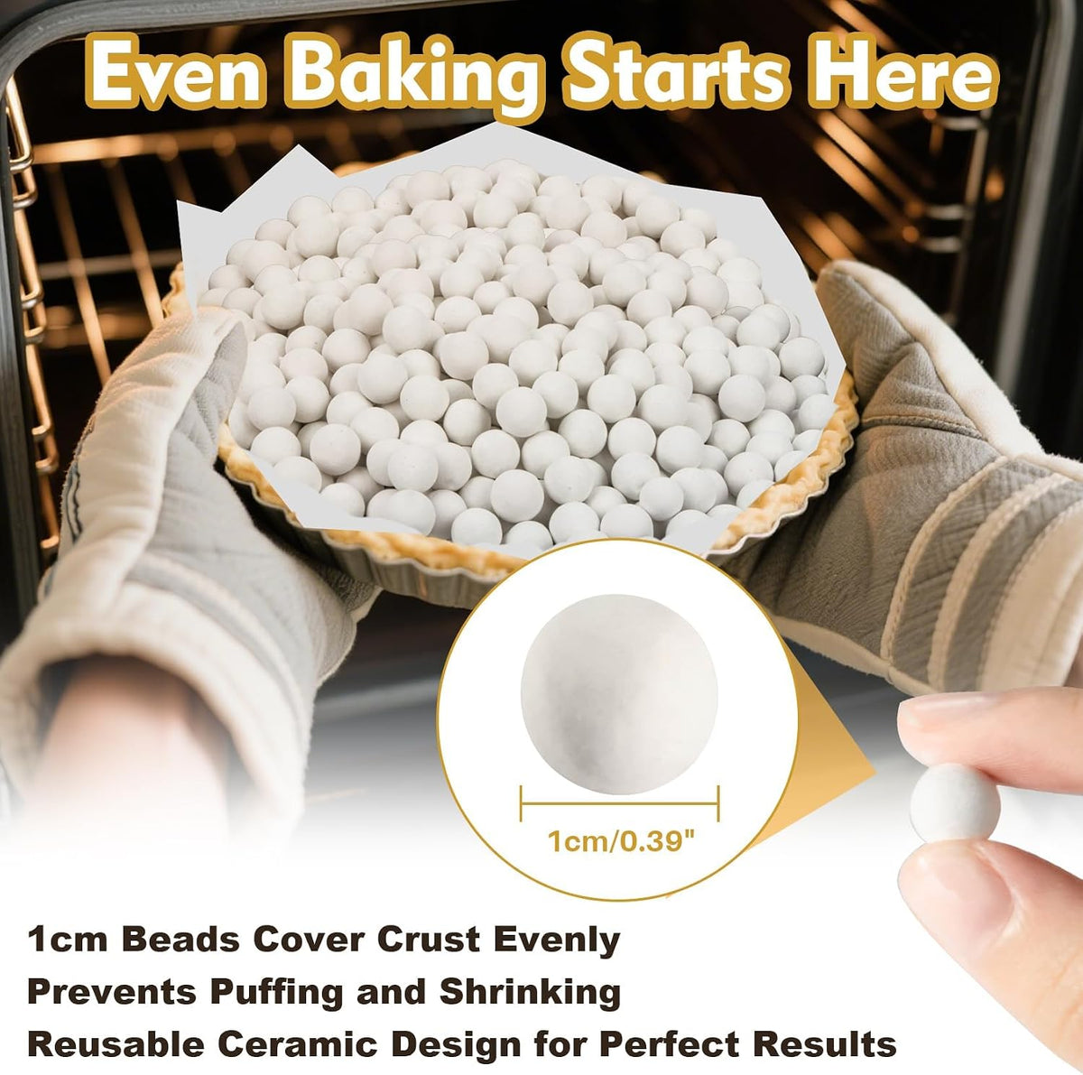 RAINFLOW Ceramic Pie Weights for Blind Baking - 1 LB Reusable Baking Beans