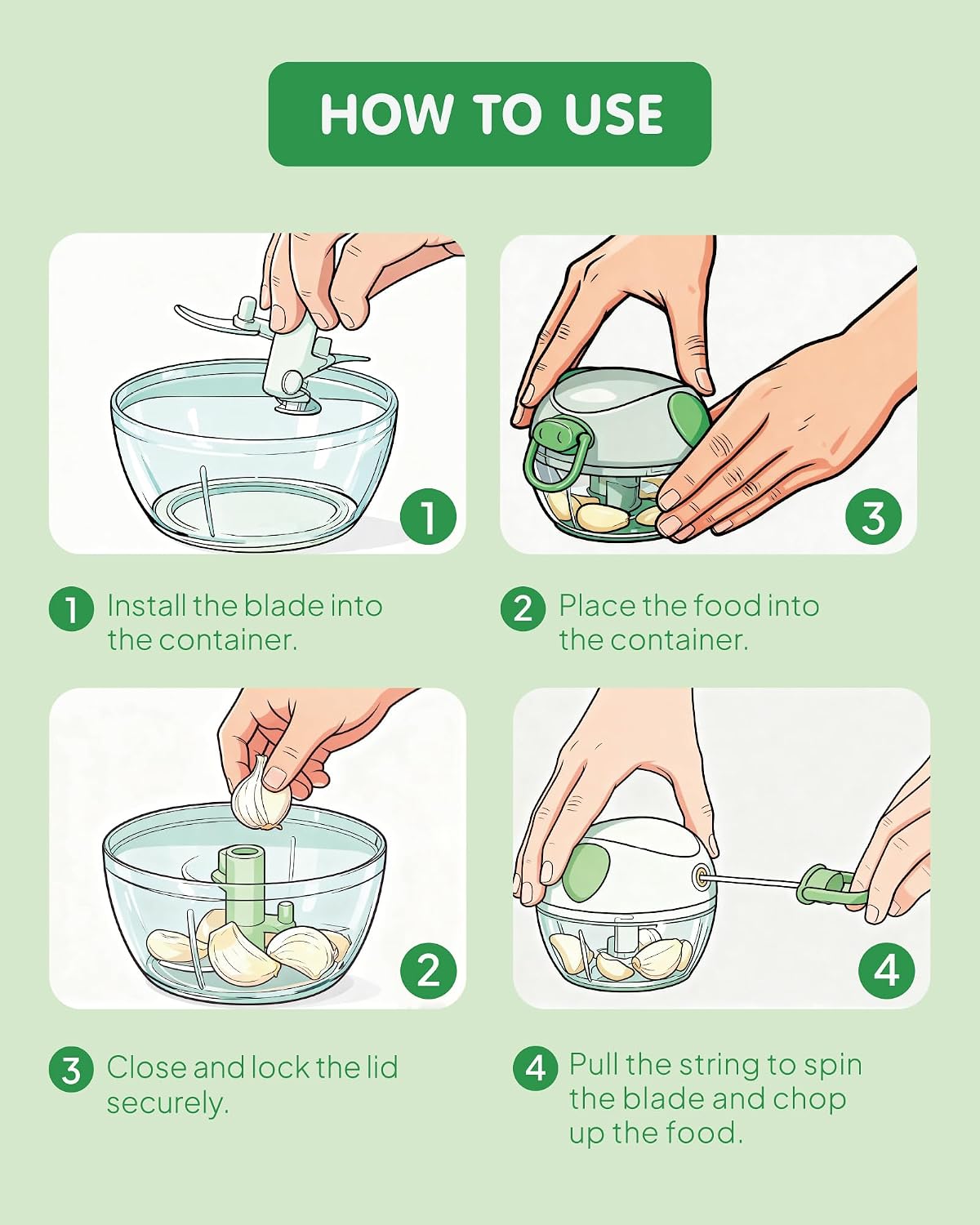 Manual Food Chopper - Hand Pull String Vegetable Dicer
