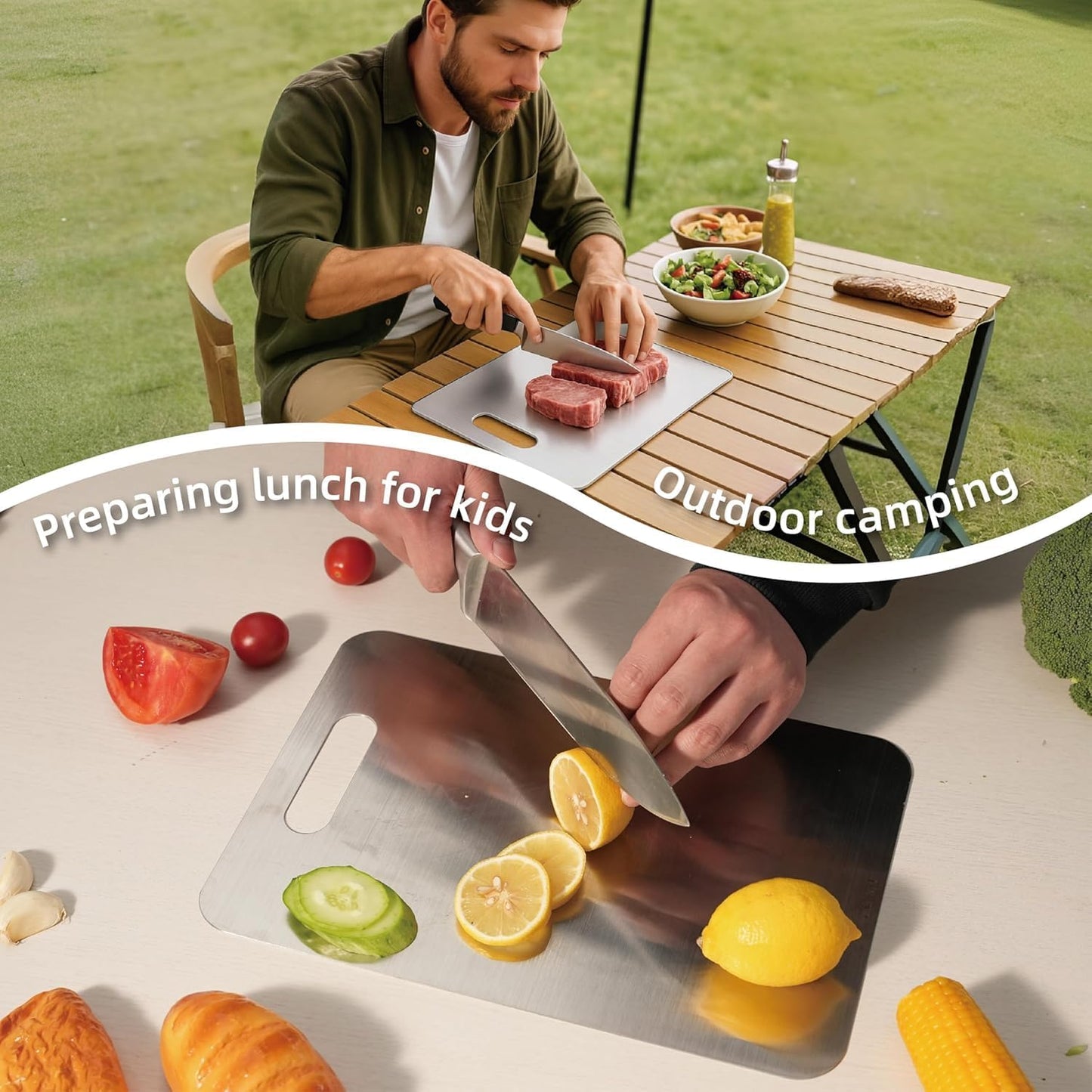 4 Packs Stainless Steel Cutting Boards Set for Kitchen, 304 Steel Metal Chopping Boards for Meat, Fruits & Break, Non-Slip, Dishwasher Safe (15.3"x11", 13.4"x9", 11.8"x8", 9.5''x5.9'')