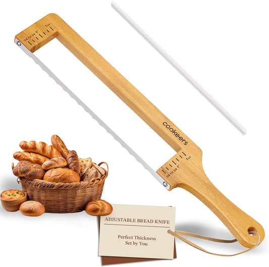 Sourdough Bread Knife for Homemade Bread, Bread Slicer with Thickness Scale, Bread Cutter for Baguette