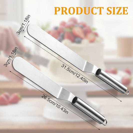Offset Spatula Set, 6 & 8 Inch Stainless Steel Cake Decorating Tools