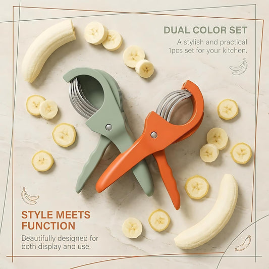 2 Pack Banana Slicer for Fruit, Cucumbers, Ham and Grapes, Green & Red