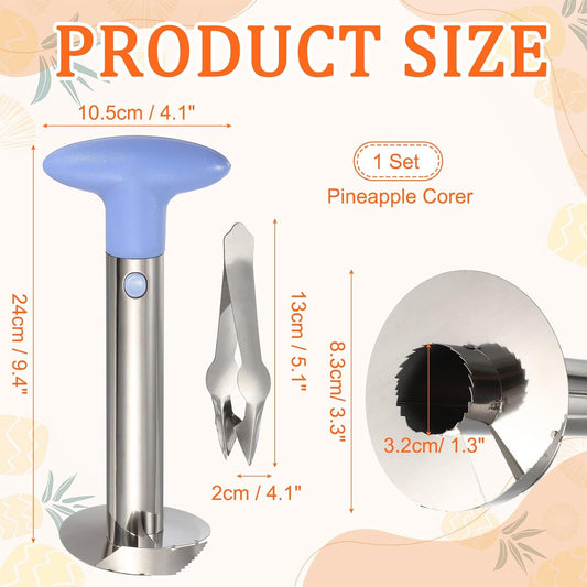 uxcell Pineapple Corer and Slicer Set 9.4x4.1" Stainless Steel Light Purple