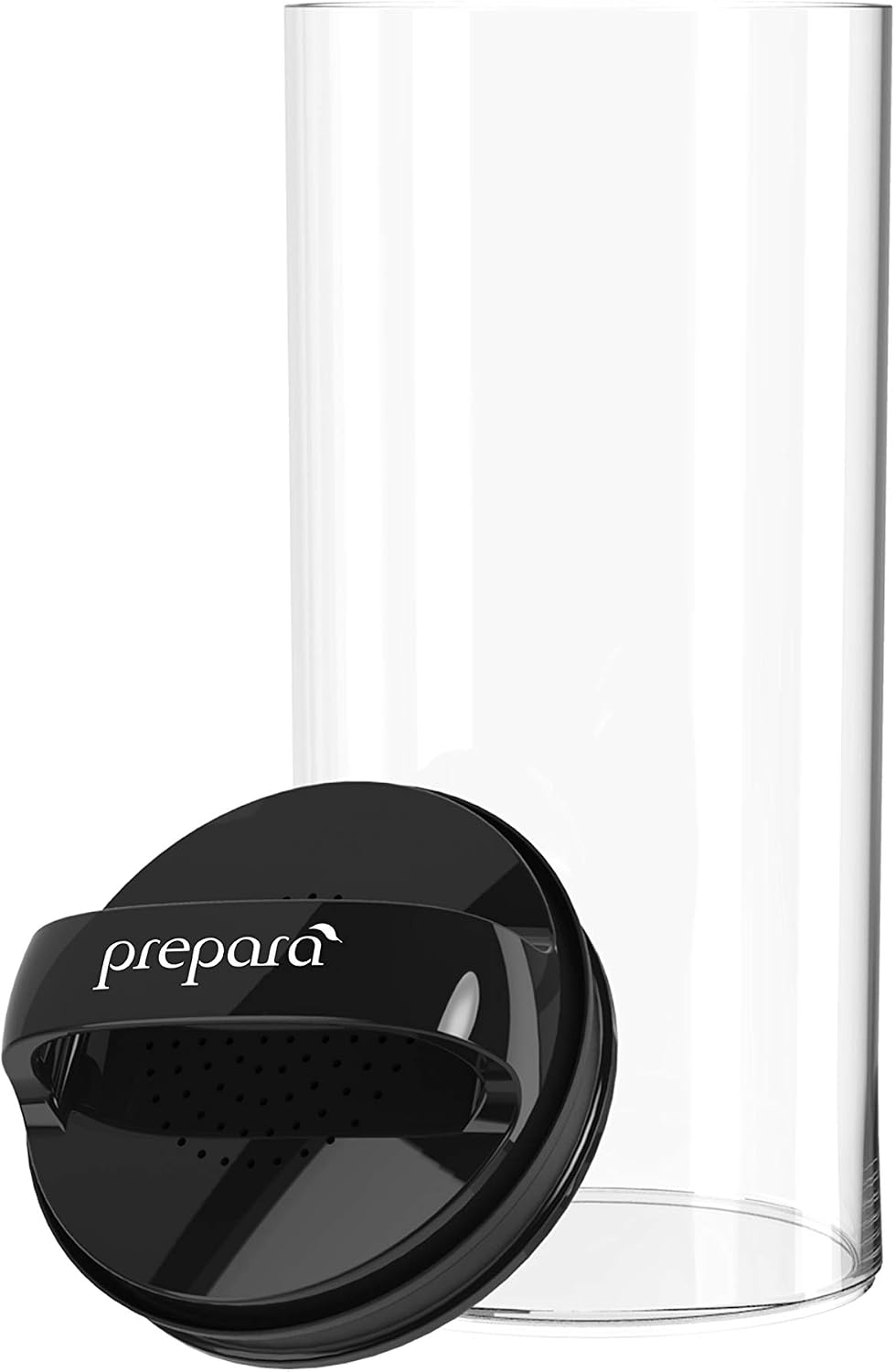Prepara Evak Fresh Saver, Medium-Tall Airless Canister with Black handle, 2.3 Quart, Clear