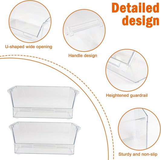 Potato and Onion Storage Bin for Pantry,Clear Stackable Plastic Storage Bins with Handles,Closet Storage Bin Open Front for Kitchen Pantry Bathroom,Onions and Potatoes,Fruits Vegatable Basket