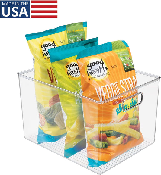 iDesign Storage Bin with Handles, 12" x 10" x 8", Clear | For Kitchen, Pantry, Cabinet, Nursery, Crafts