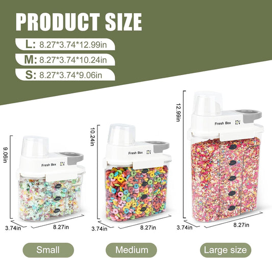 Cereal Storage Container 2Pack,85oz/2.5L Airtight Food Storage Containers With Lids,Organizers Storage With Measuring Cup for Beans,Sugar,Rice,Nuts,Snacks,Dog Cat Pet Food,Candy