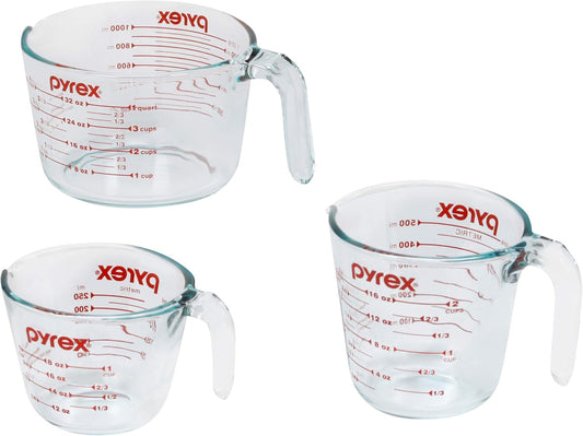 Pyrex 3 Piece Glass Measuring Cup Set & Etekcity Food Kitchen Scale, Digital Grams and Ounces for Weight Loss, Baking, Cooking, Keto and Meal Prep, Small, 304 Stainless Steel