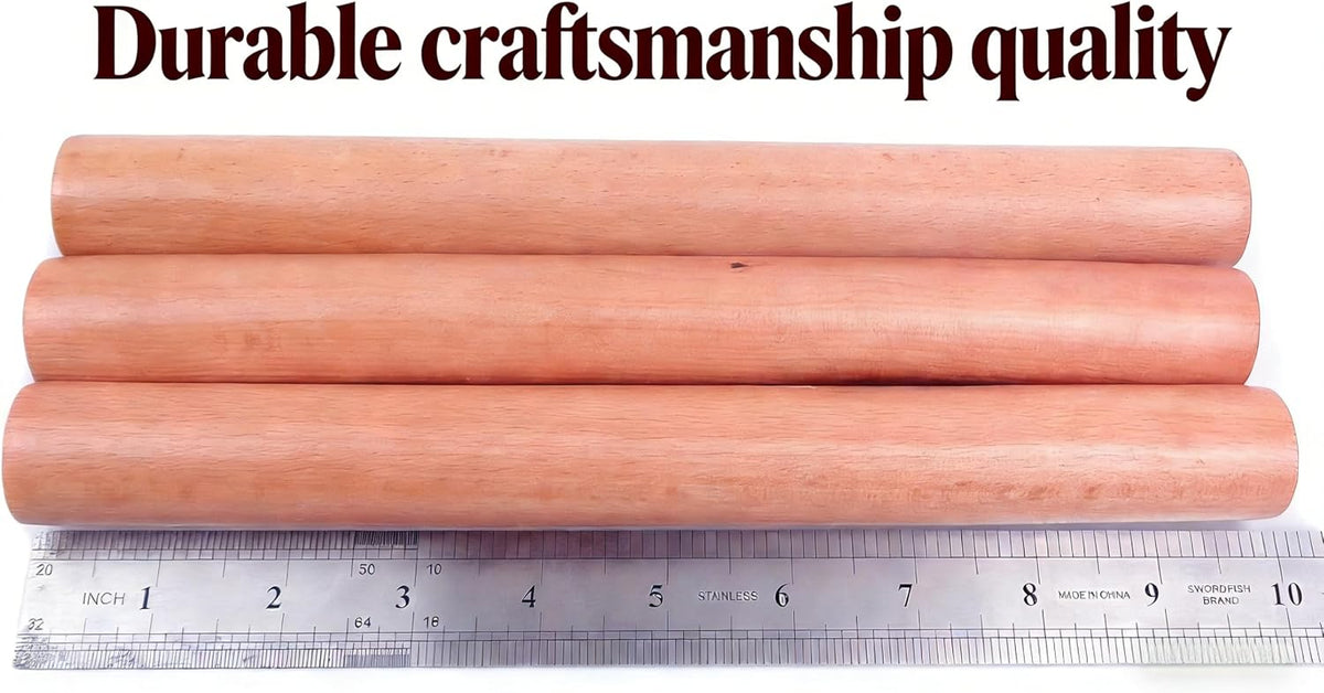 Wooden Rolling Pins, 3-Pack 10-Inch Classic Baking Tools for Dough