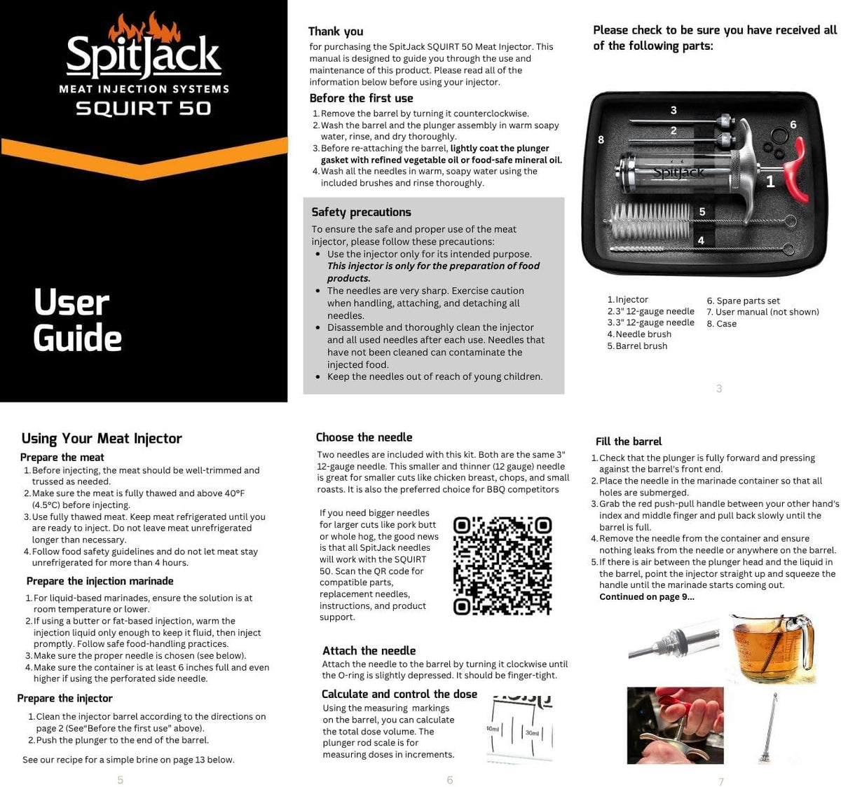 SpitJack SQUIRT 50 BBQ Marinade Syringe Injector, 50ml, 2 Needles, MJ160