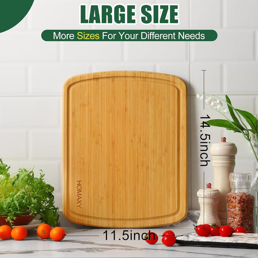 Homaxy Extra Large Bamboo Cutting Boards for Kitchen, 18x12.5" Wood XL Cutting Board with Juice Groove, Butcher Block Wooden Chopping Board for Kitchen, Meat, Cheese, Fruit & Vegetables - Pre Oiled