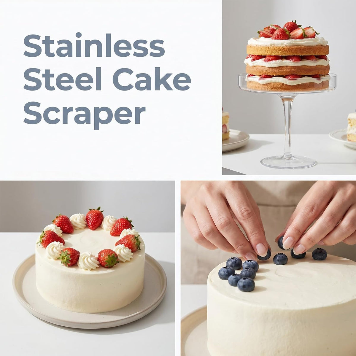 11.81 Inches Stainless Steel Cake Scraper, Leveler & Smoother for Buttercream