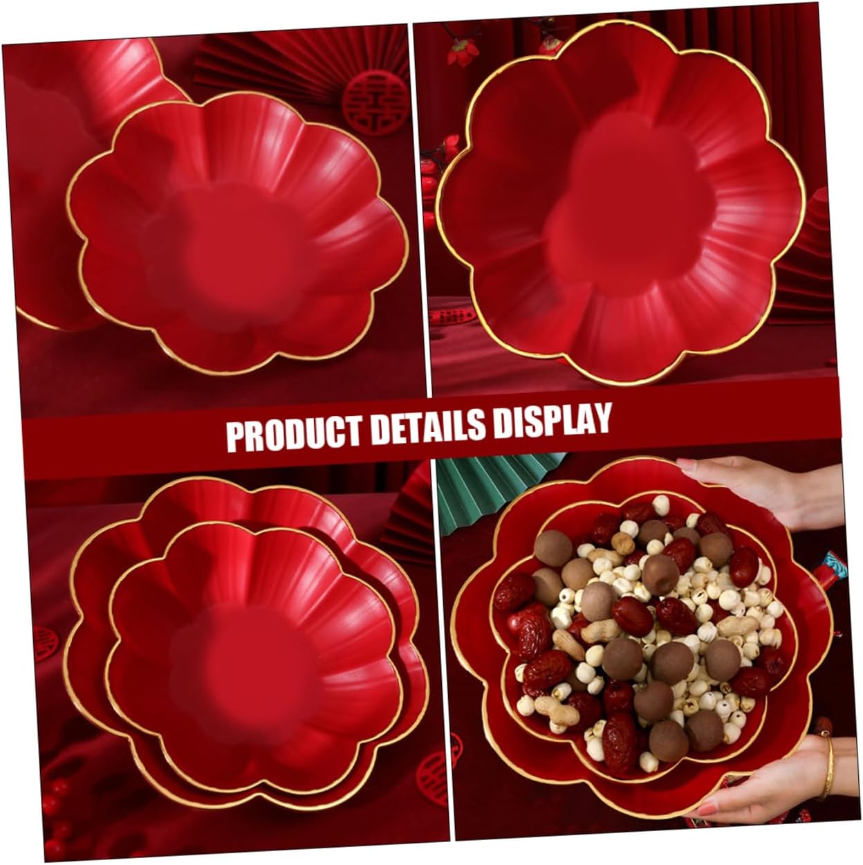 Alipis Wedding Themed Serving Tray Chinese Style Fruit Display Plate for Parties Desserts and Snacks Elegant Floral Design for Celebrations and Events for Weddings Showers and Birthdays