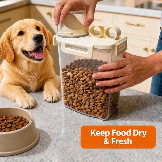 2 Lbs Small Cat Dog Food Storage Container for Bird Seed, Pet Food, 2 Pack | 2QT Versatile Dry Food Bin Portable Dispenser with Wide-Mouth Pour Spout for Rice, Flour, Cereal, Storage and Organization