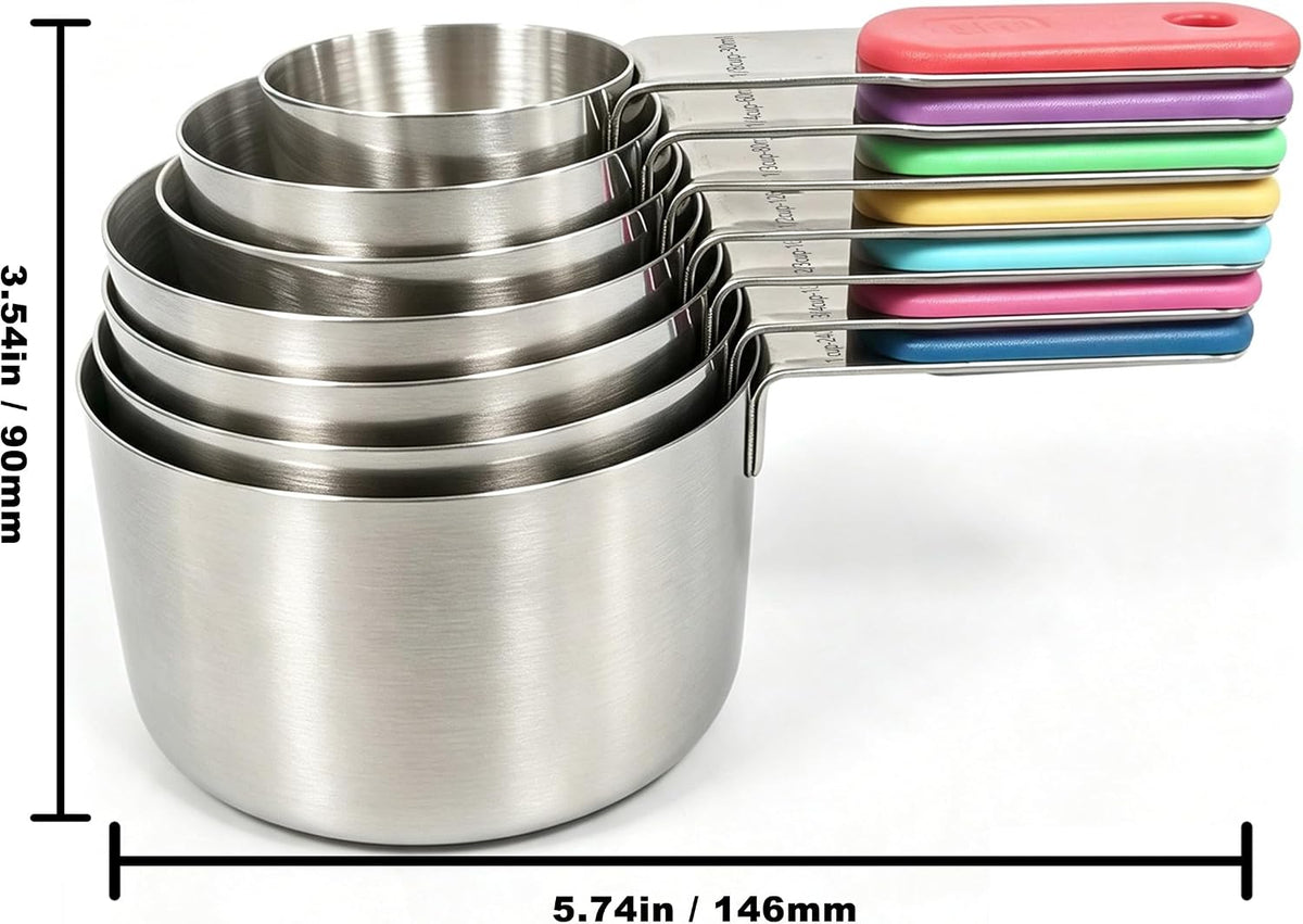Magnetic Handles Stainless Steel Measuring Cups, Black, Kitchen Gadgets for Measure Liquid and Dry Ingredients, Cooking & Baking