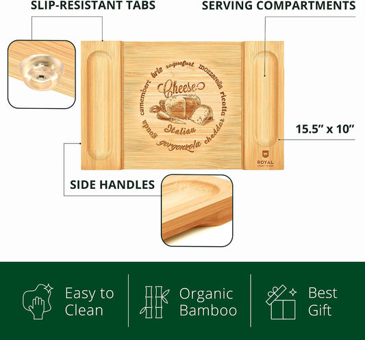 ROYAL CRAFT WOOD Premium Bamboo Charcuterie Board Set - Cheese Platter & Serving Tray & Serving Utensils - Perfect Housewarming Gift, Wedding, Bridal Shower Gift - Ideal for Entertaining and New Home