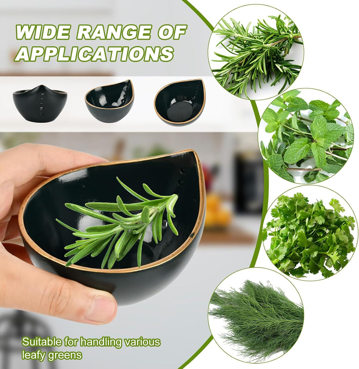 Herb Stripper Bowl, Resin Kitchen Herb Leaf Stripping Tool, 5‑Hole Speckled Bowl for Thyme, Basil, Rosemary, Parsley, Oregano, Cilantro, Kale, Collects Stripped Herb Leaves, Dishwasher Safe,White