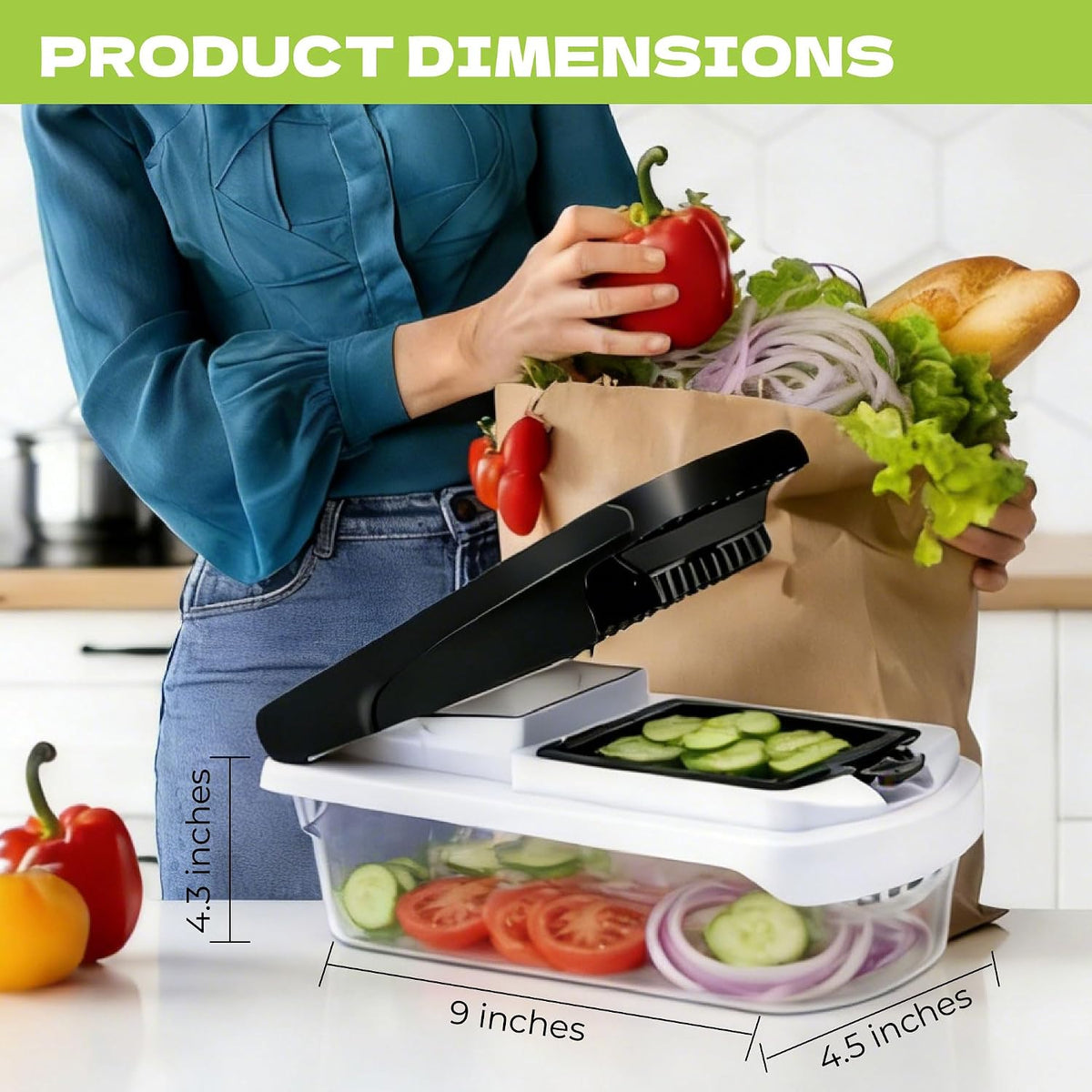 Veggie Chopper & Onion Dicer, Spiralizer, Container, Safety Glove