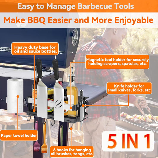 Blackstone Griddle Caddy with Magnetic Tool Holder & Paper Towel Holder, Foldable Blackstone 28/36 Inch Griddle Accessories, Portable Space Saving Grill Caddy BBQ Accessories