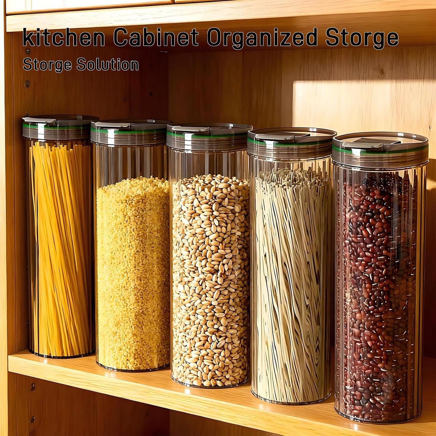 Airtight Spaghetti Container Storage Clear Pasta Holder Organizer | Eleven Inch Vertical Pasta Storage Canister Fits Full Length Noodles Cereal Rice Two Pack