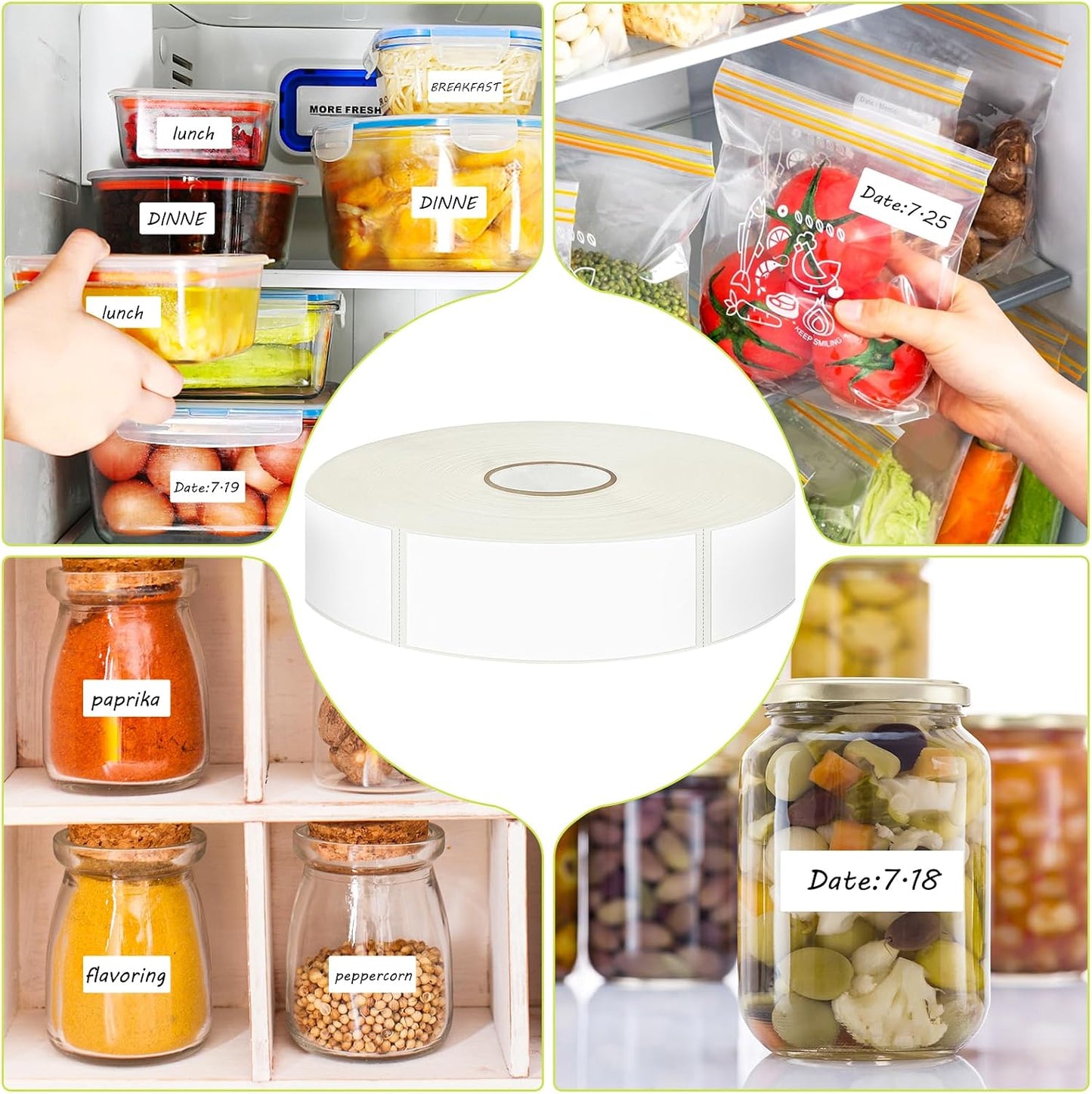 1200 Blank Removable Freezer Labels Water Oil Resistant with Perforation Line for Easy Distribution and Use,Apply Food containers Jars,and Kitchen Pantry Organization (1 "x 2")