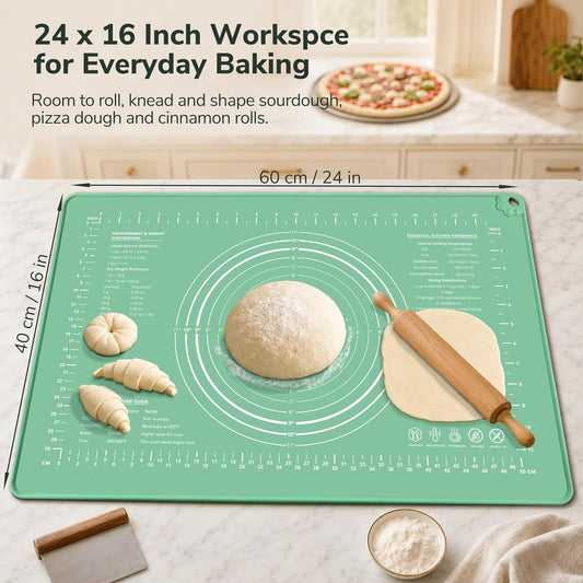 KOYMILEY Platinum Silicone Pastry Mat with Measurements, 24 x 16 in