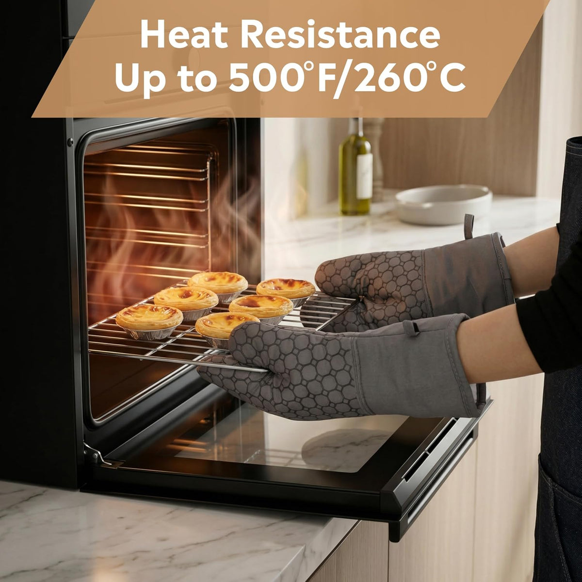 Silicone Oven Mitts and Pot Holders Sets 6 Piece for Kitchen