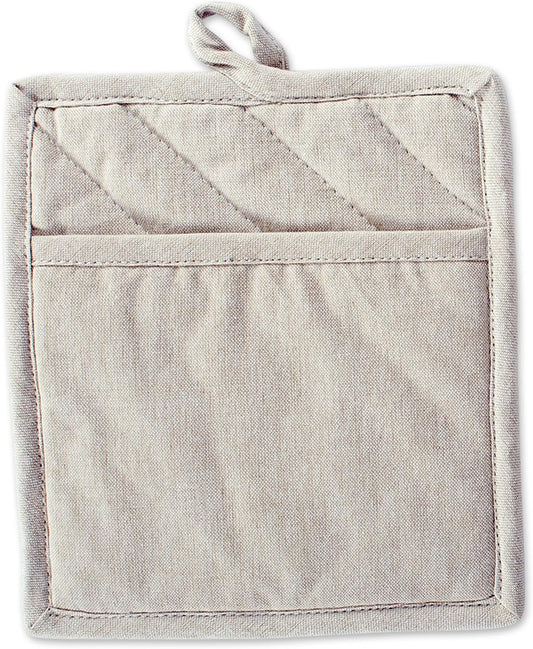 DII 100% Cotton Solid Chambray Kitchen Set, Potholders, Natural, 2 Piece