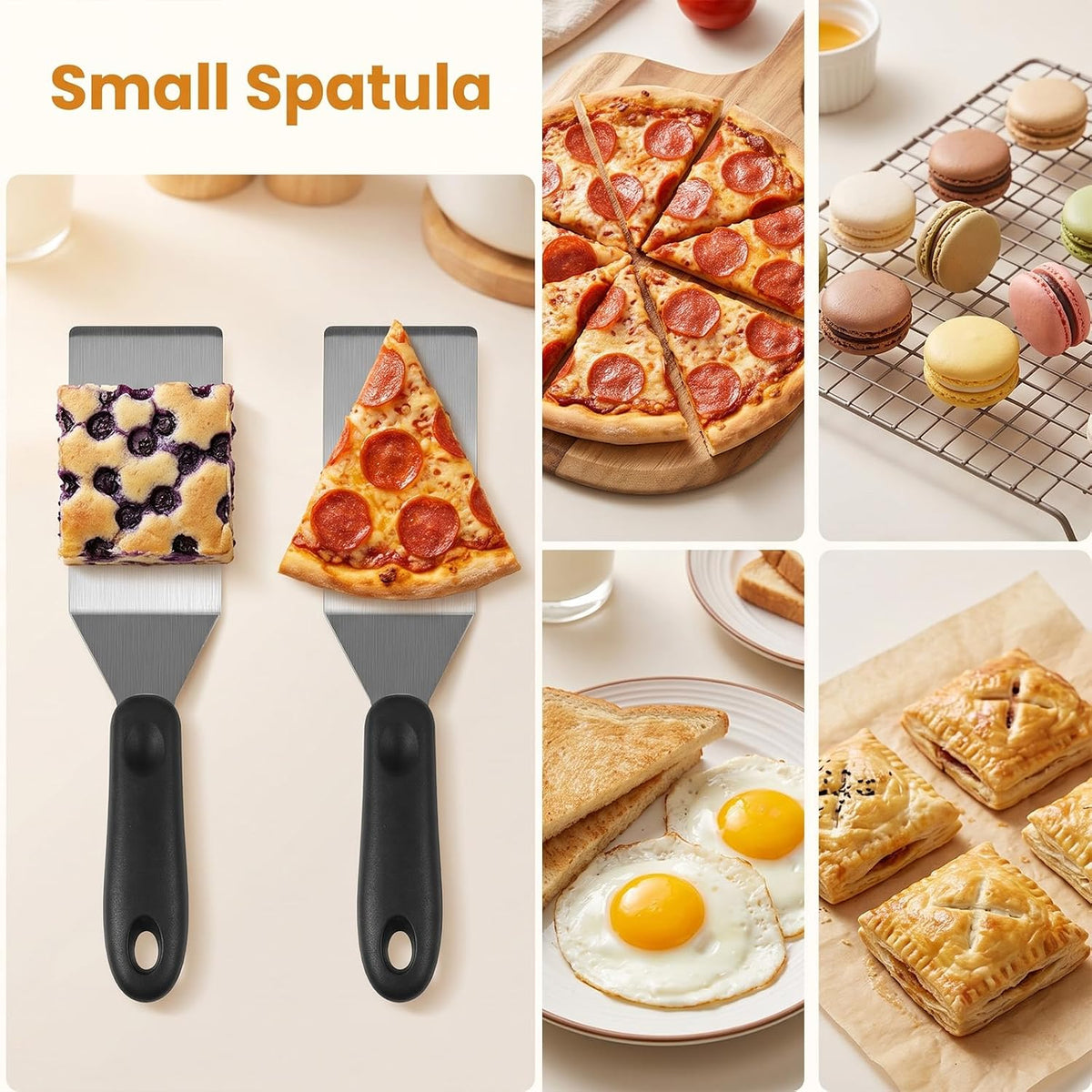 3 PCS Small Metal Spatula Set, Mini Stainless Steel Serving Spatula for Kitchen Use