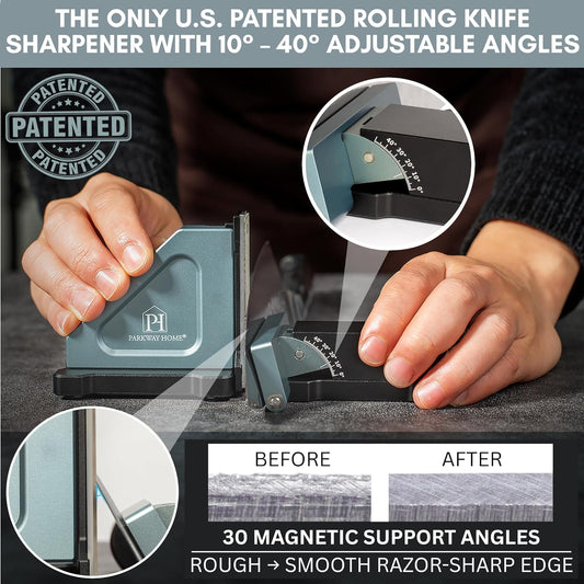 Rolling Knife Sharpener, Kitchen Knife Sharpener with Adjustable Angle