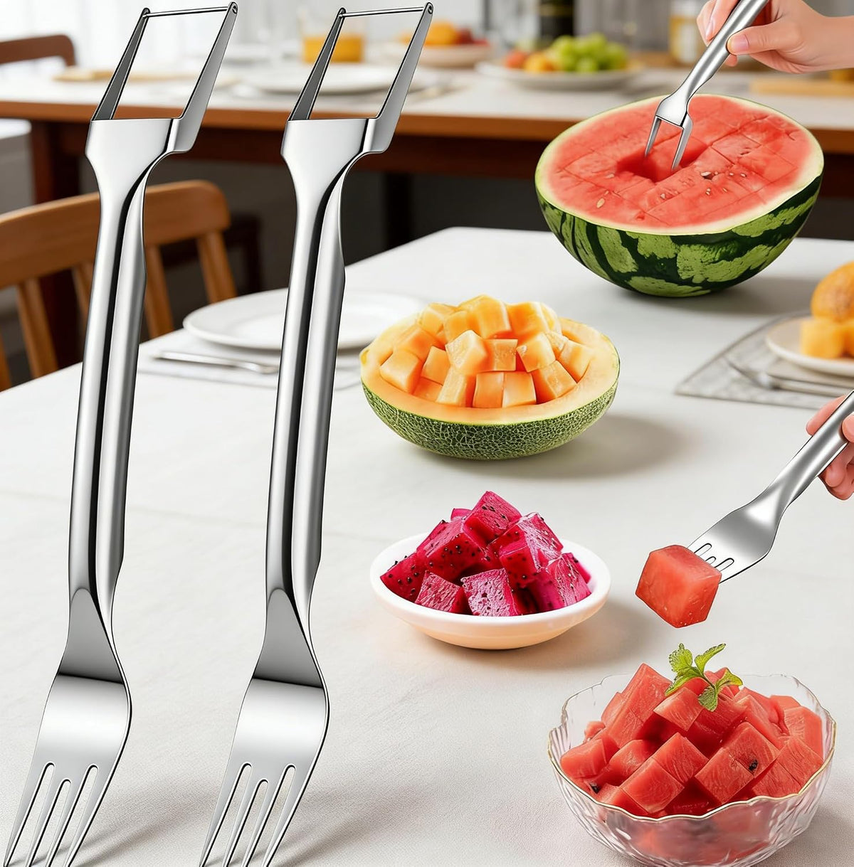 Watermelon Slicer Cutter,Fruit Cutter with Fork(2PCS)