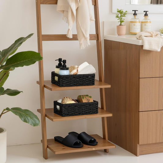 StorageWorks Storage Baskets for Organizing, Water Hyacinth Baskets for Shelves, Organizer Basket with Handles, Decorative Storage Basket for Closet, Pantry Organizers