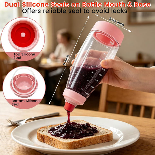 Pancake Batter Dispenser Bottle Kit, Squeeze Pancake Dispenser (Pink)