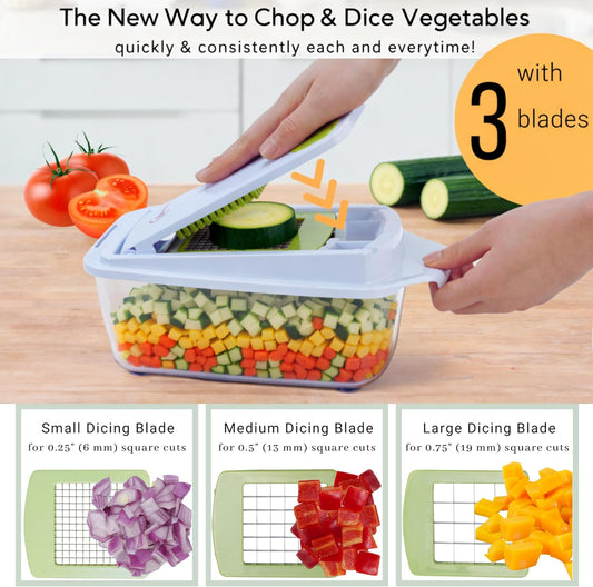Brieftons QuickPush 8-Cup Push-Down Manual Vegetable Chopper & Food Dicer