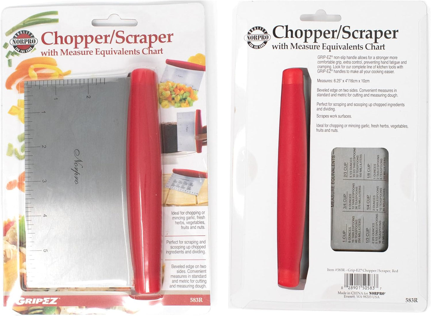 Norpro 583R Grip-EZ Bench Scraper/Chopper, Red