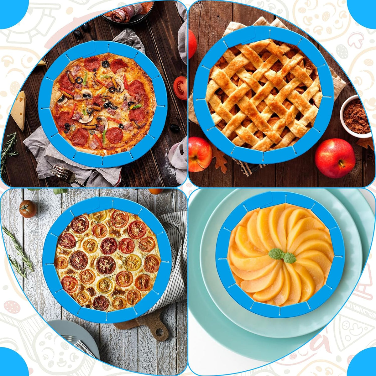 Adjustable Silicone Pie Crust Shield, Reusable for Baking