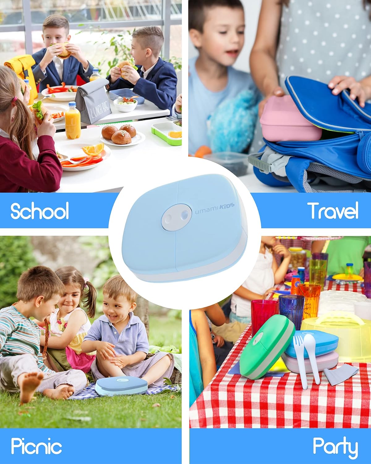Umami All-in-1 Bento Box for Kids, Ice-pack & Utensils Included, 100% Leakproof & BPA free, Parents' favorite Lunch Box Kids (Green, 27 oz)