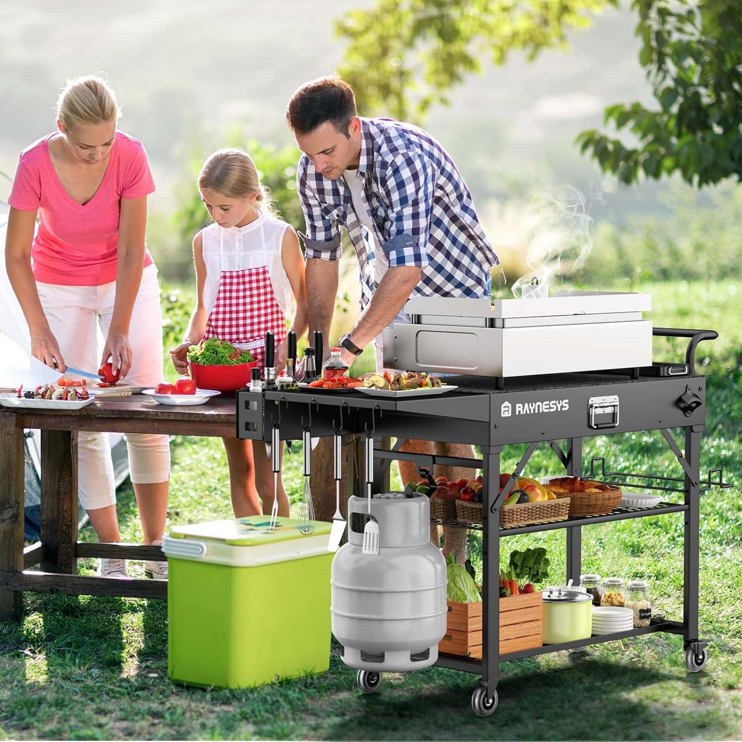Outdoor Griddle Table, Blackstone Griddle Stand, 440lbs Folding Grill Cart, Pizza Oven Table Stand for Onni,Food Prep Table with Wheels for Outdoor BBQ Camp Ninja Woodfire Grill Stand, 31"W x 17"D