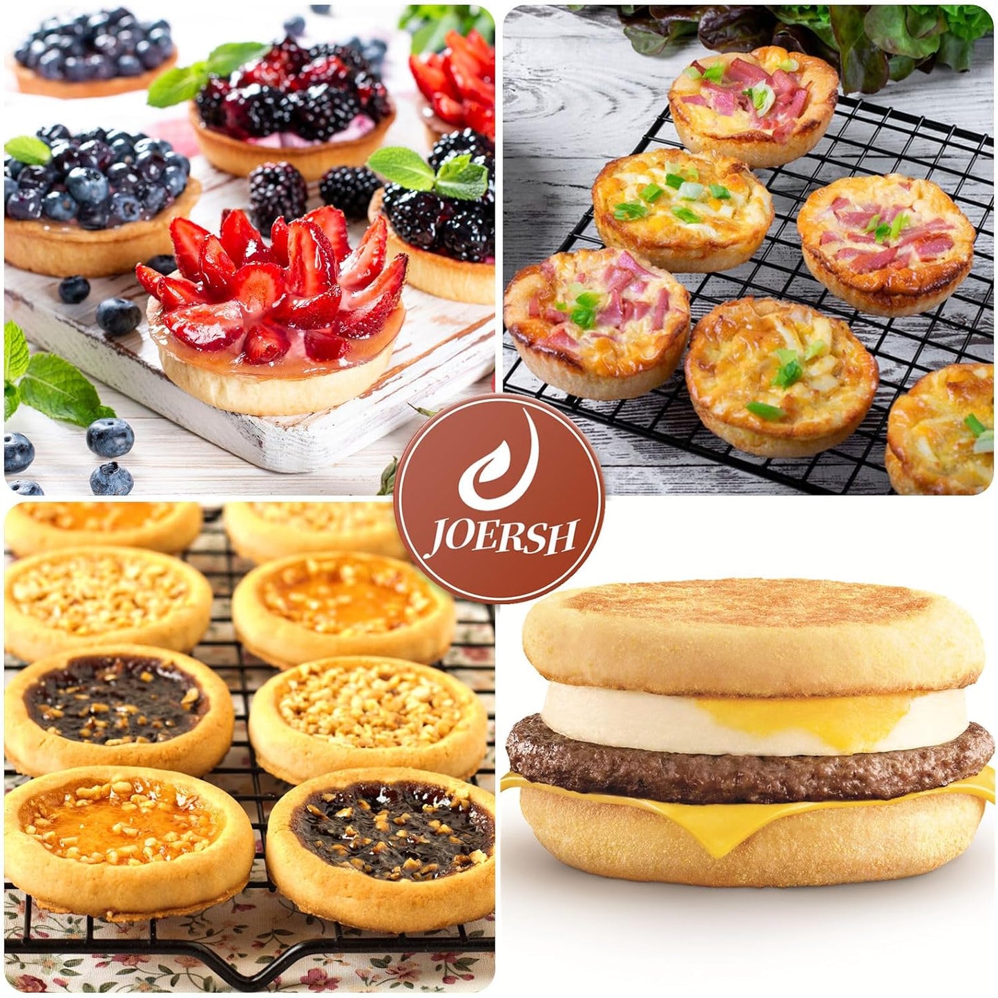 JOERSH 2-PK Air Fryer Egg Mold, 4 Cups Silicone Air Fryer Baking Pan Non-Stick for Egg Bites, Cupcake, Muffin, Tart, Frittata, Quiche