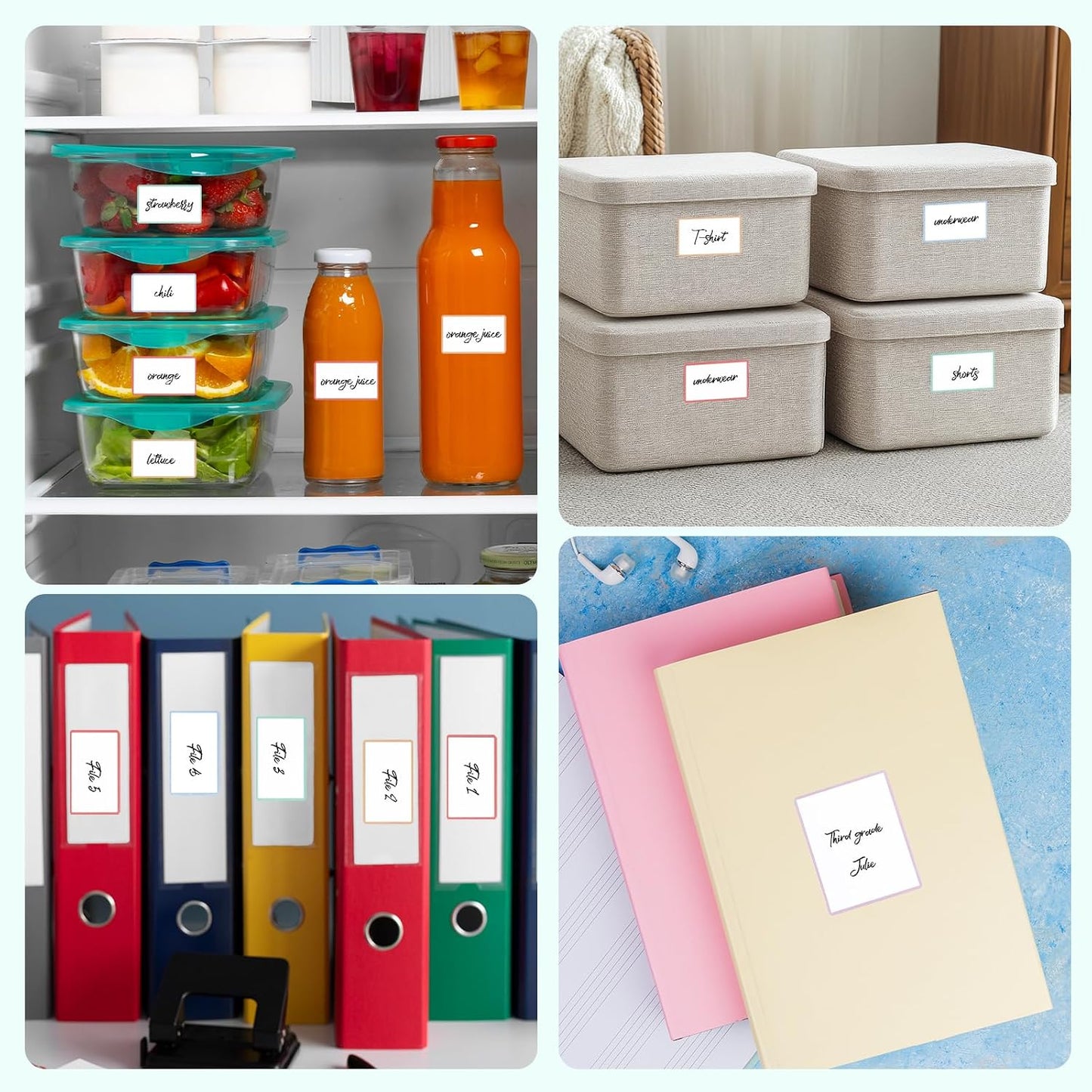 Dry Erase Sticker Labels Reusable Dry Erase Notes Storage Bins Labels Waterproof and Oil-Proof Removable Stickers for Food Containers Kitchen Classroom (60Pcs 1.2In ×3In 2In×2.4In)