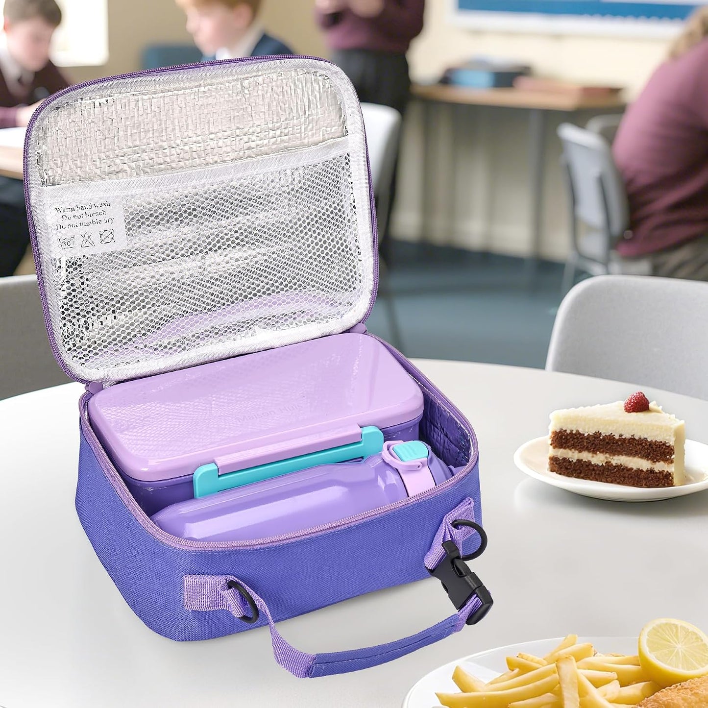 PIQUEBAR Kids Lunch Box with 8oz Thermo, Leakproof Bento Box with Insulated Bag, Kids Insulated Water Bottle with Straw, Food Lunch Container for Back to School Girls, Pink
