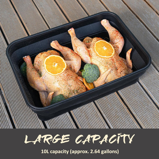 XL Collapsible Marinating Container,Large-Capacity Grill Accessory Perfect For Bbqs And Parties,Marinade And Brining Prep, Collapsible Silicone Food Storage Containers Set With Lid(10L/2.64Gallon)