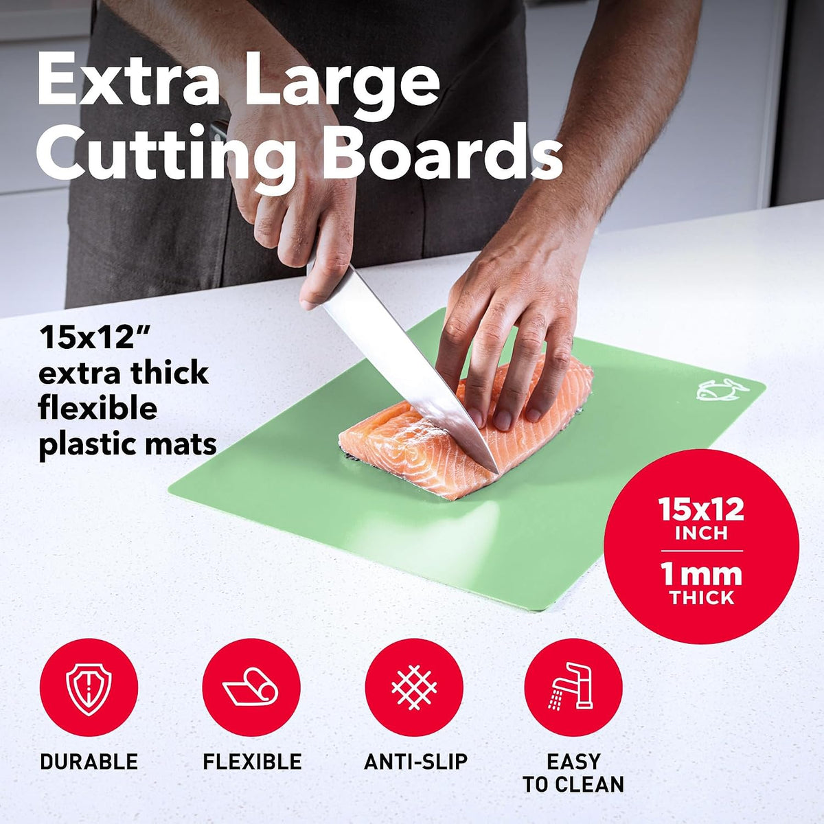 Plastic Cutting Boards for Kitchen, Flexible Mat Thick Large 15x12