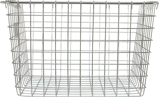 Spectrum Diversified 47970 Wire, Vintage Locker Basket Style, Rustic Farmhouse Chic, Steel Storage for Closets, Pantry, Kitchen, Garage, Bathroom & More, Medium, Pack of 1, Chrome